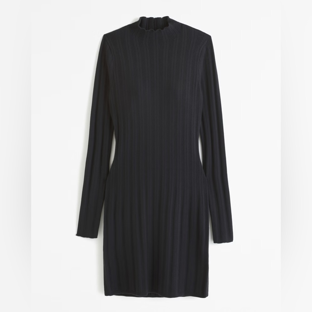 Abercrombie and Fitch Long-Sleeve Mockneck Mini Sweater Dress XL Petite Black